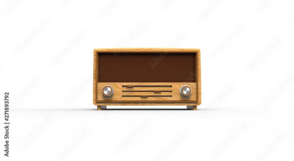 Obraz premium Vintage Radio isolated on white 3D Rendering