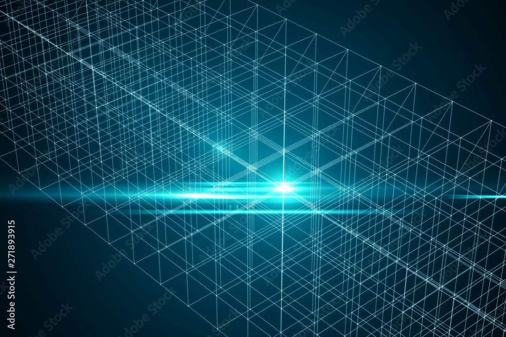technological grid with lens flare