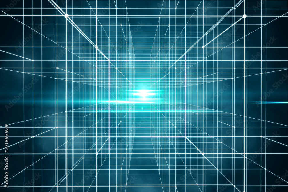 technological grid with lens flare