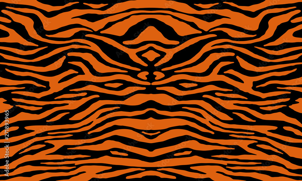 Texture of bengal tiger fur, orange stripes pattern. Animal skin print.  Safari background. Vector Stock Vector