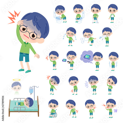 Green clothing glasses boy_sickness