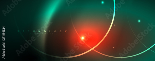 Shiny neon lines template - northern lights glowing blur lines. Futuristic style glow neon 80s disco club or night party techno template