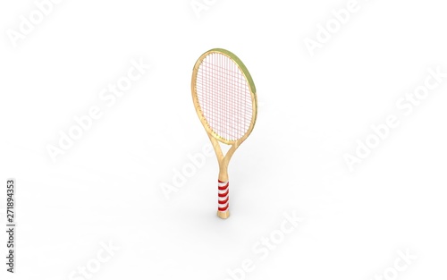 Tennis Racket isolated on white 3D Rendering