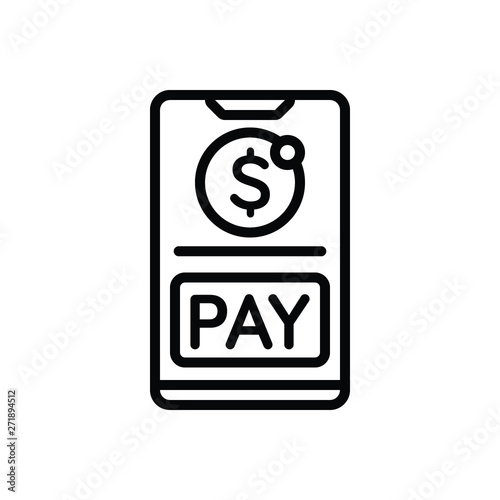 Black line icon for mobile payment