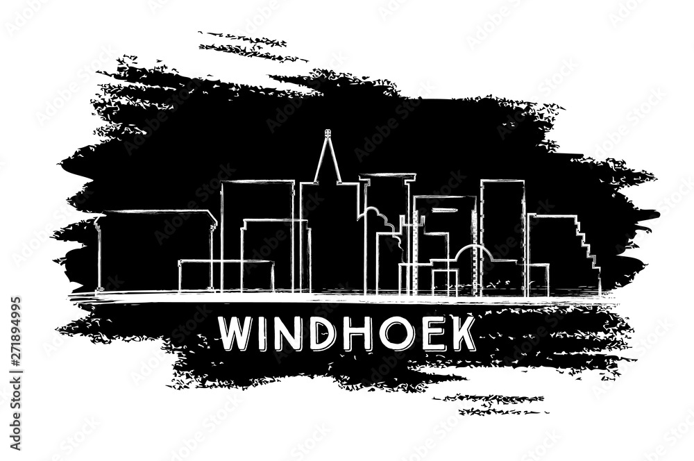 Windhoek Namibia City Skyline Silhouette. Hand Drawn Sketch.