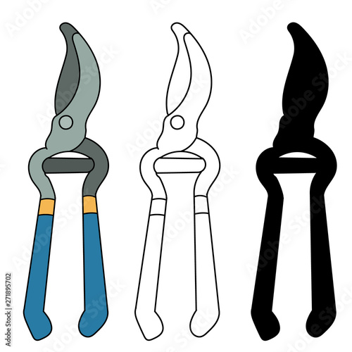 vector, isolated, brush cutter, garden pruner