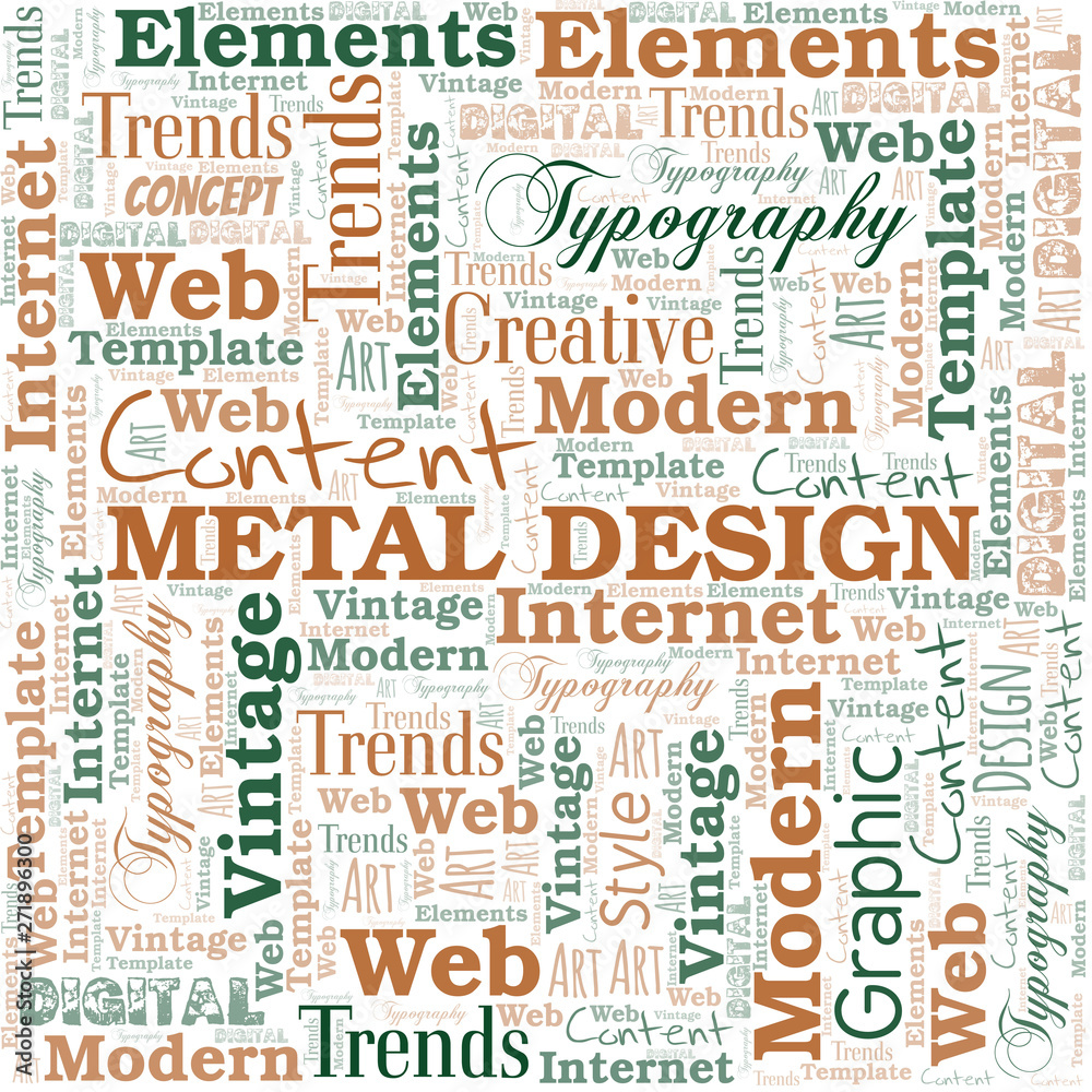 Metal Design word cloud. Wordcloud made with text only.