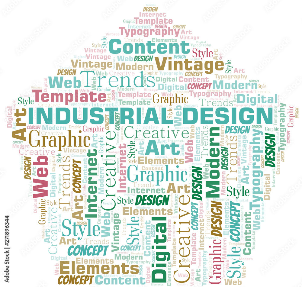 Industrial Design word cloud. Wordcloud made with text only.