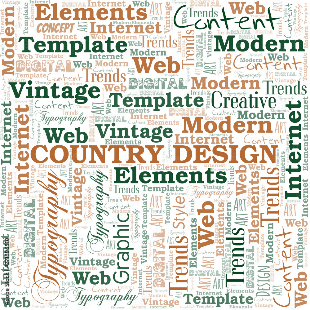 Country Design word cloud. Wordcloud made with text only.