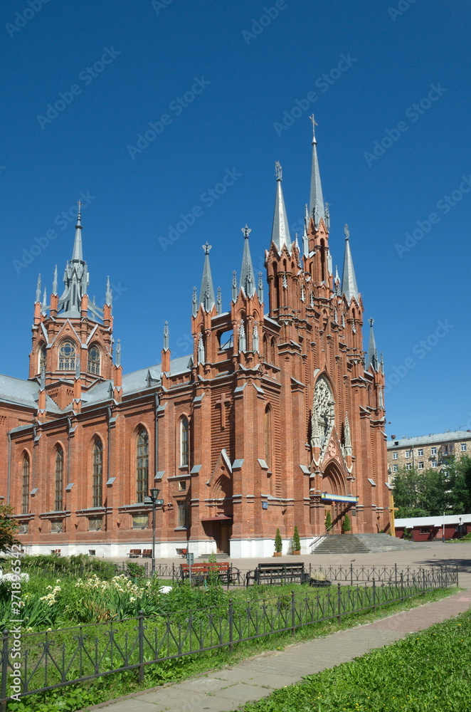 View of Roman-Catholic Cathedral of the Immaculate Conception of the blessed virgin Mary on Malaya Gruzinskaya street in Moscow, Russia