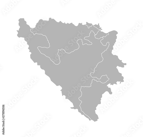 Vector isolated illustration of simplified administrative map of Bosnia and Herzegovina. Borders of the provinces  regions . Grey silhouettes. White outline