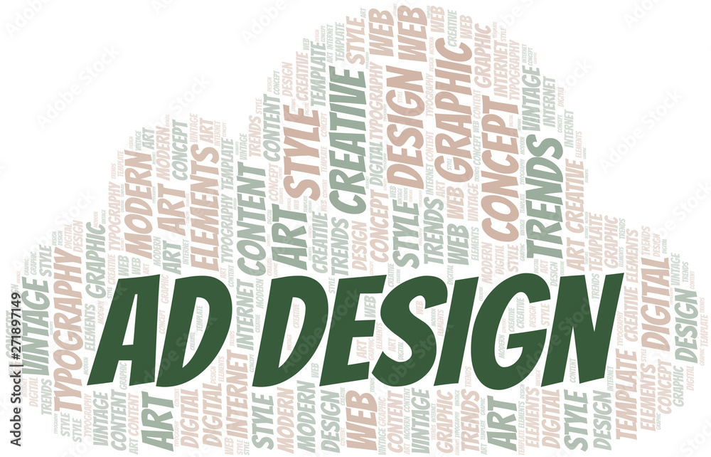 Obraz premium Ad Design word cloud. Wordcloud made with text only.