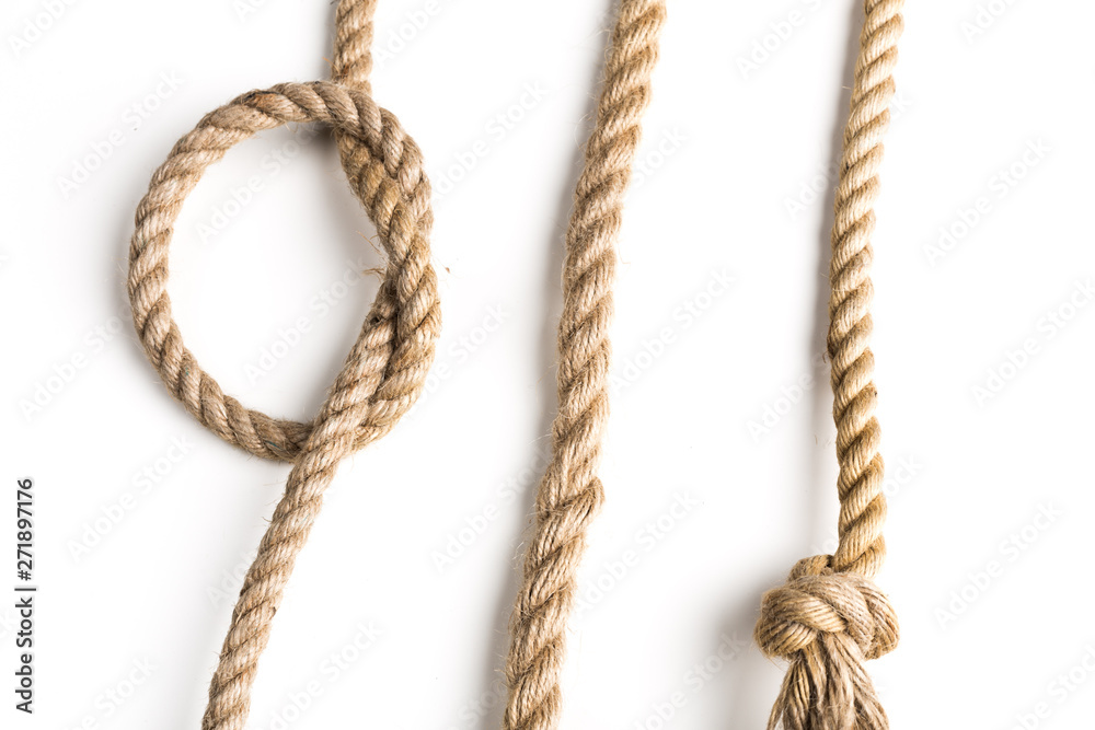 nautical rope knot isolated on white background.