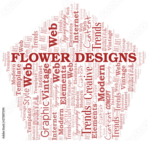 Flower Designs word cloud. Wordcloud made with text only.