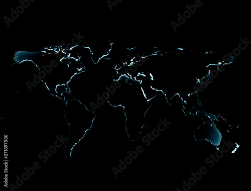 World map metal texturewith shadow