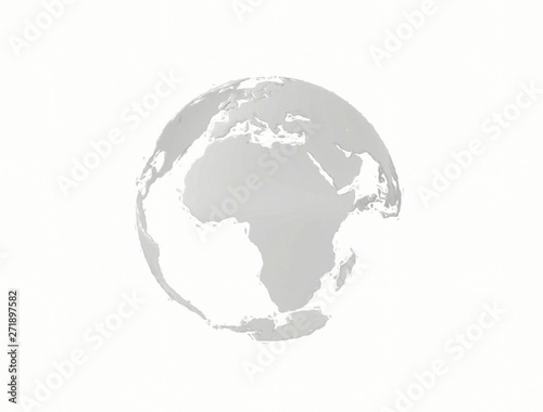 3D render world map painting isolated on white background