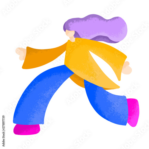 Isolated trendy woman walking.