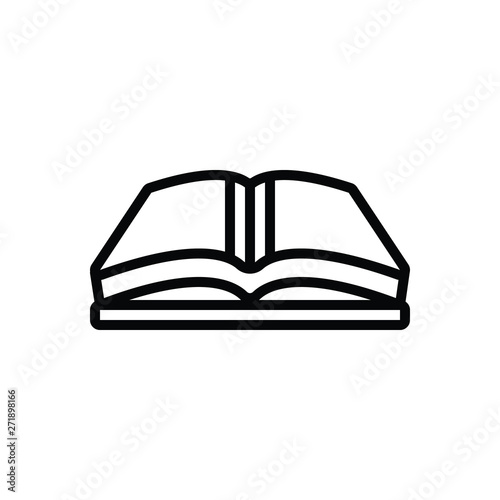 Black line icon for open book 