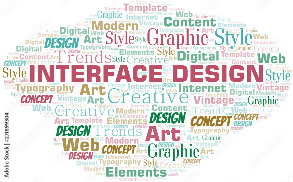 Interface Design word cloud. Wordcloud made with text only. Interface Design word cloud. Wordcloud made with text only.