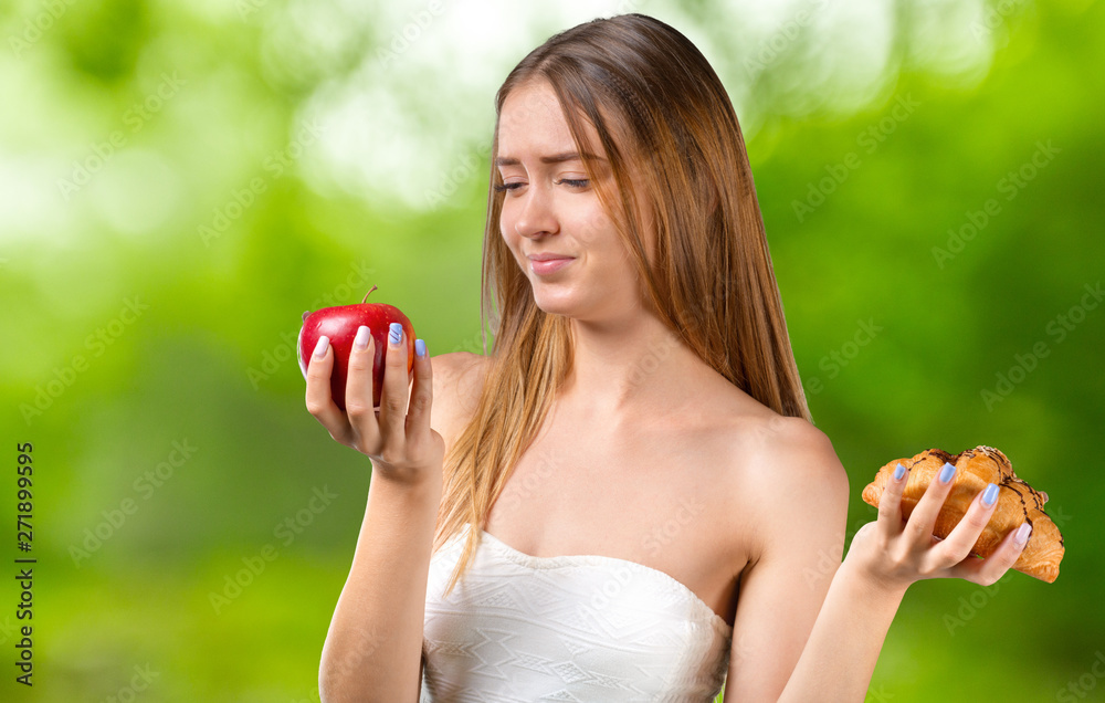 Portrait of girl with red apple isolated Portrait of girl with red apple isolated