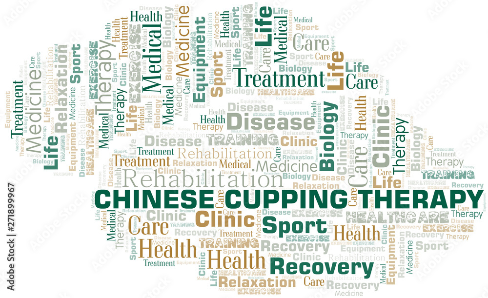 Obraz premium Chinese Cupping Therapy word cloud. Wordcloud made with text only.