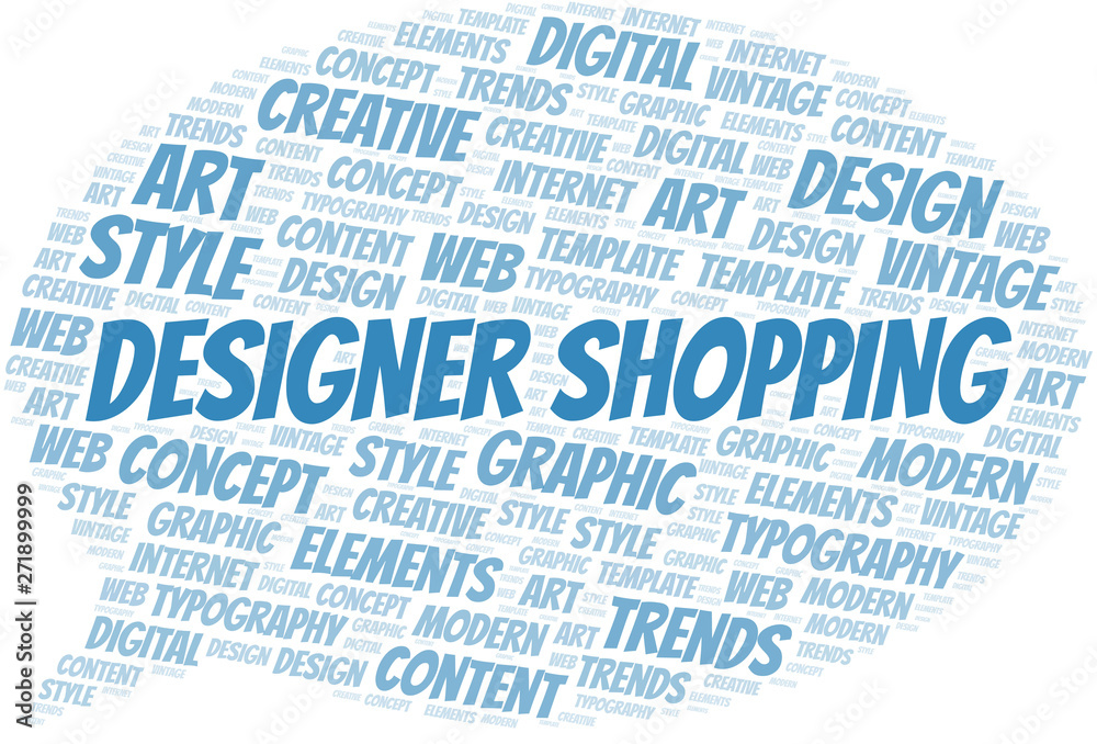 Designer Shopping word cloud. Wordcloud made with text only.