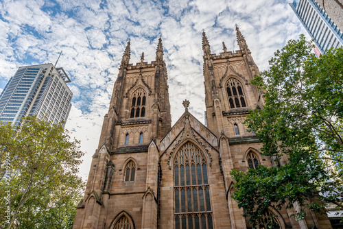 Photography The Western Towers of Sydney's St Andrew's Cathedral against a dramatic sky, Aus