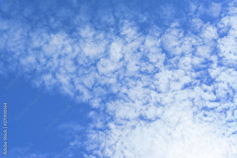 Beautiful view of white fluffy clouds on a clear blue sky background. Nature weather on the vast cloud blue sky. Sky daylight in summer. Natural background with copy space. Element of design. Beautiful view of white fluffy clouds on a clear blue sky background. Nature weather on the vast cloud blue sky. Sky daylight in summer. Natural background with copy space. Element of design.