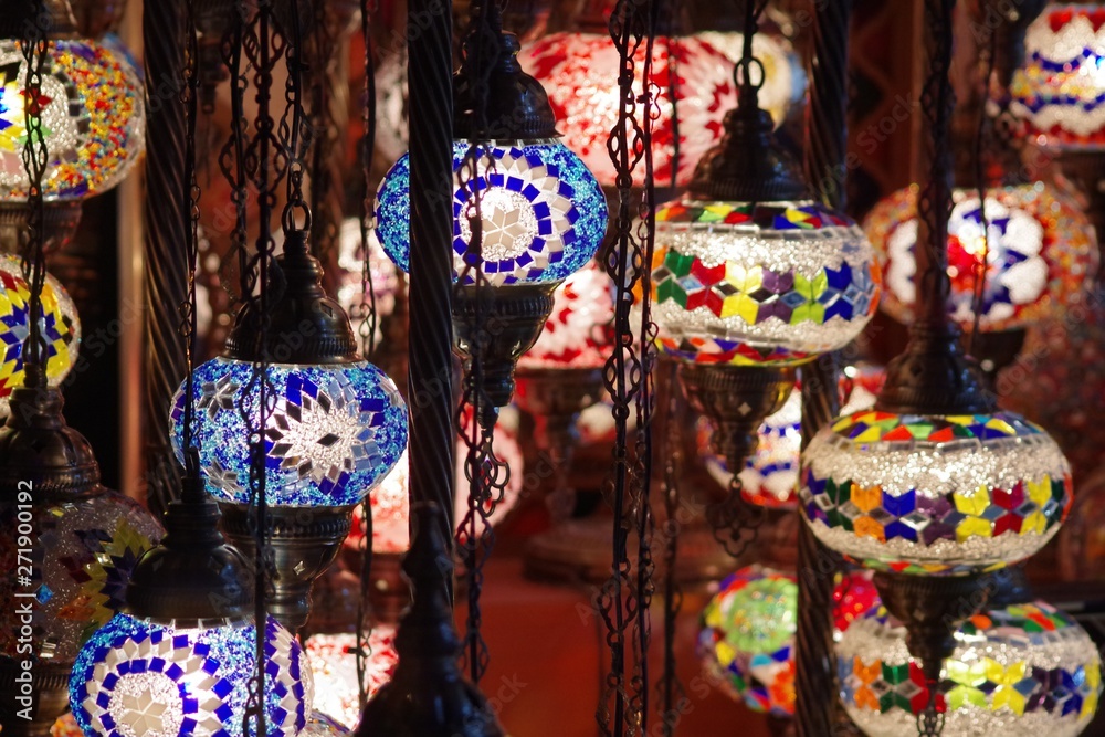Beautiful hand made Arabic lamps and full of colors.