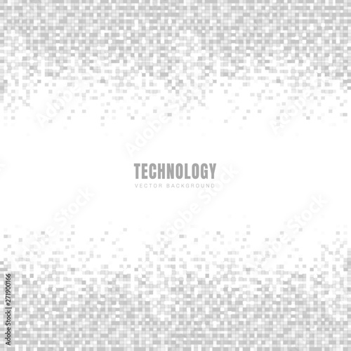 Abstract geometric white and gray squares pattern background and texture with space for text. Technology style. Mosaic grid.