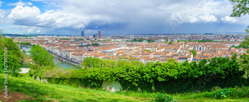 Panorama of Saone River, city center, from Abbe Larue, Lyon