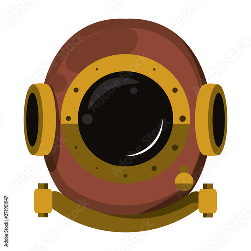 Antique cooper diving helmet isolated symbol