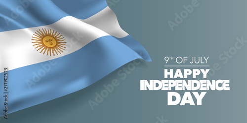 Argentina happy independence day greeting card, banner with template text vector illustration
