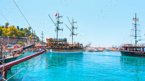Wallpaper Mural Old town (Kaleici) in the background Konyaalti beach and mountains - Antalya, Turkey Torontodigital.ca