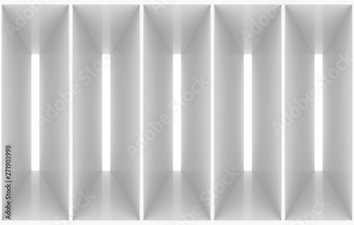 3d rendering. modern simple white vertical bar parallel design wall background.