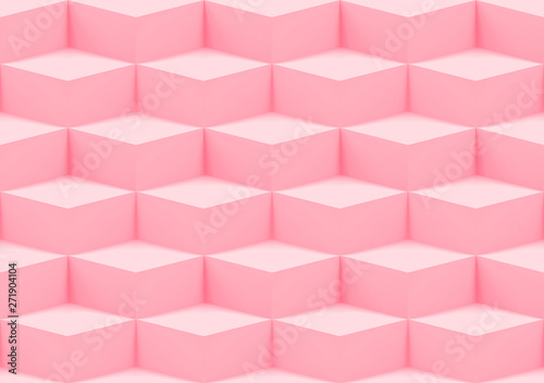 Fototapeta Naklejka Na Ścianę i Meble -  3d rendering. seamless sweet pink square shape cubes box wall background.