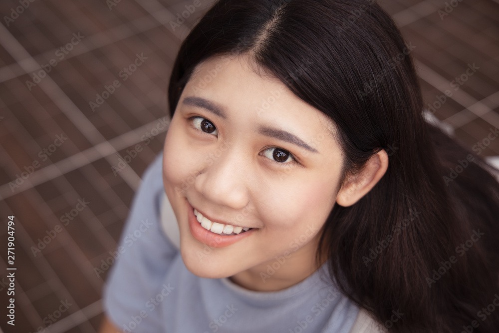 Cute Asian Fat Teen Girl Young smiling with healthy teeth Cute Asian Fat Teen Girl Young smiling with healthy teeth