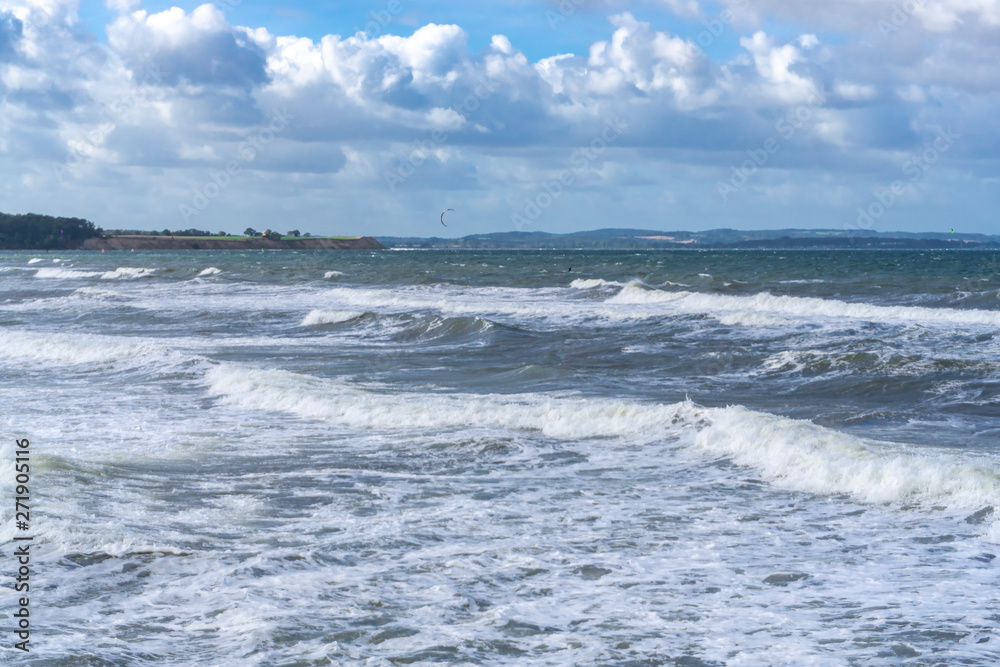 Storm at the German Baltic Sea with high waves