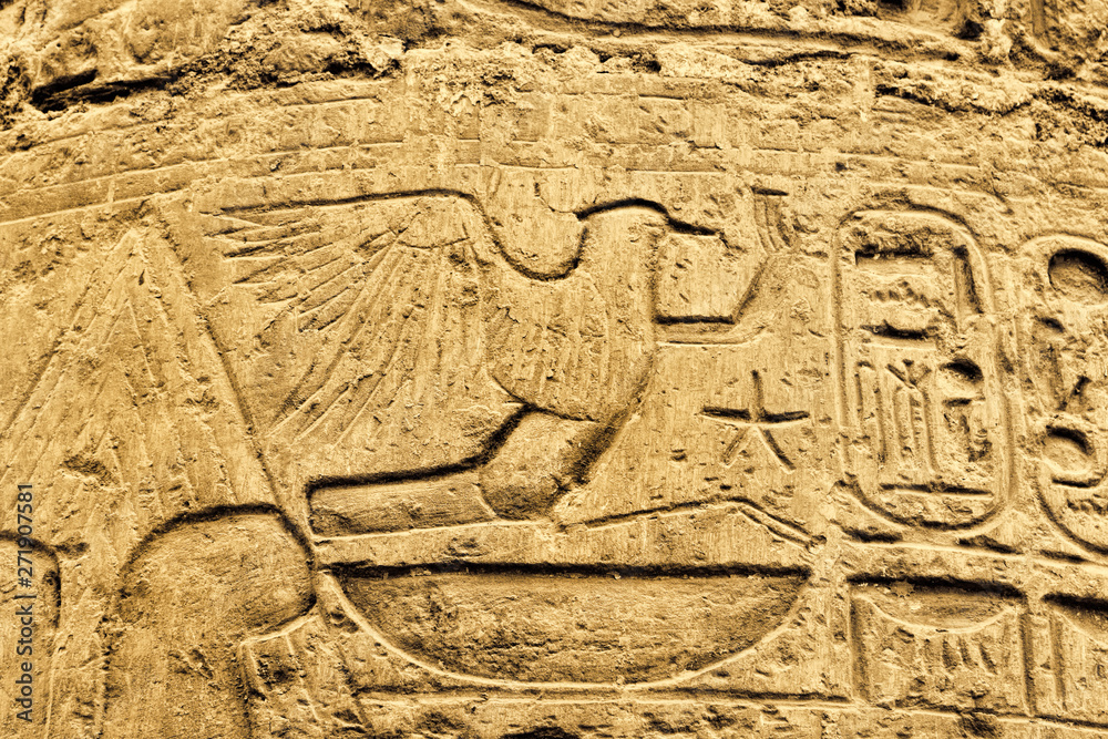 Ancient egyptian hieroglyphs in the Karnak Temple in Luxor