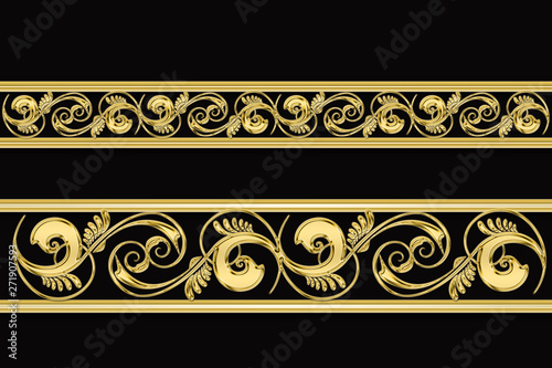 abstract floral background with golden ornament