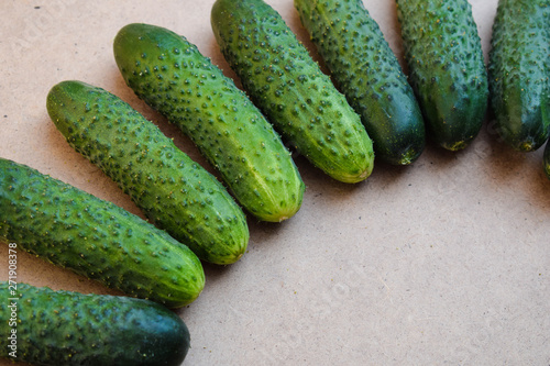 Fresh green cucumbers. Vegetarian food. Cucumber contains vitami