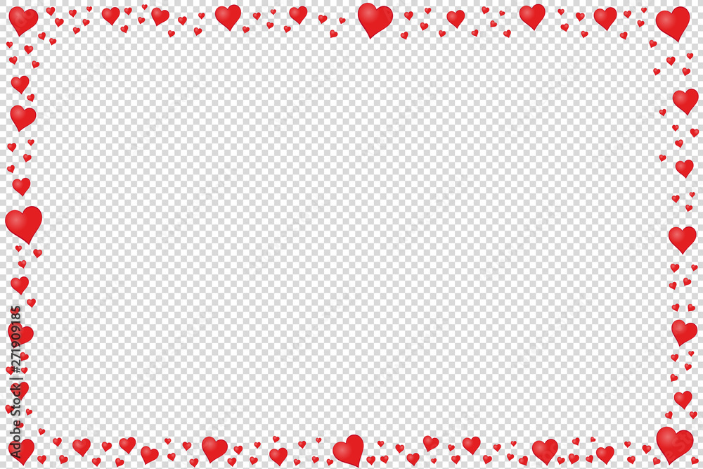 Rectangle Frame Made Of Red Hearts - Vector Illustration - Isolated On Transparent Background Rectangle Frame Made Of Red Hearts - Vector Illustration - Isolated On Transparent Background