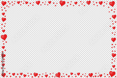 Rectangle Frame Made Of Red Hearts - Vector Illustration - Isolated On Transparent Background