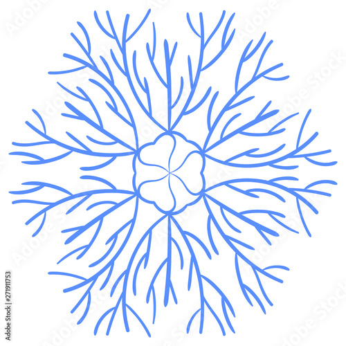 Vector snowflake in hand drawing style. For the design of the theme of winter, cold. Abstract background for the site, cards, invitations, business cards.