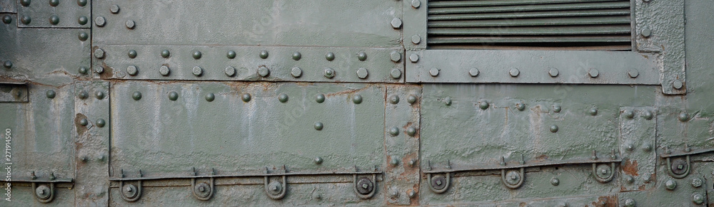 Abstract green industrial metal textured background with rivets and ...