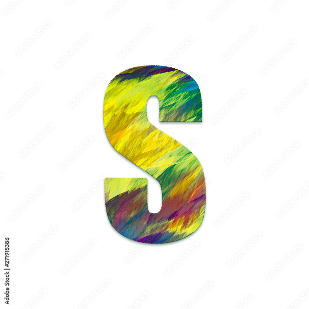 Naklejka premium Abstract color strokes alphabet on white background. Letter S