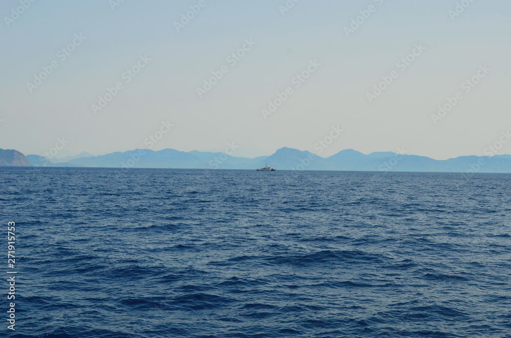 Clear blue water of the Mediterranean in Marmaris, Turkey