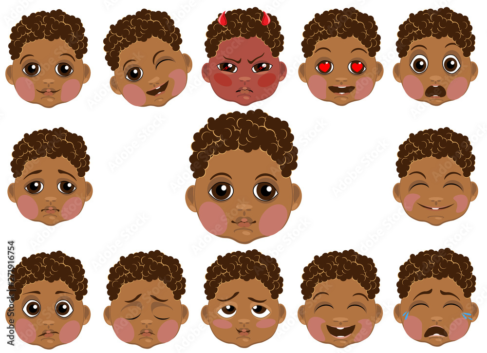 Cartoon drawing of a child's face with different emotions Stock Vector |  Adobe Stock