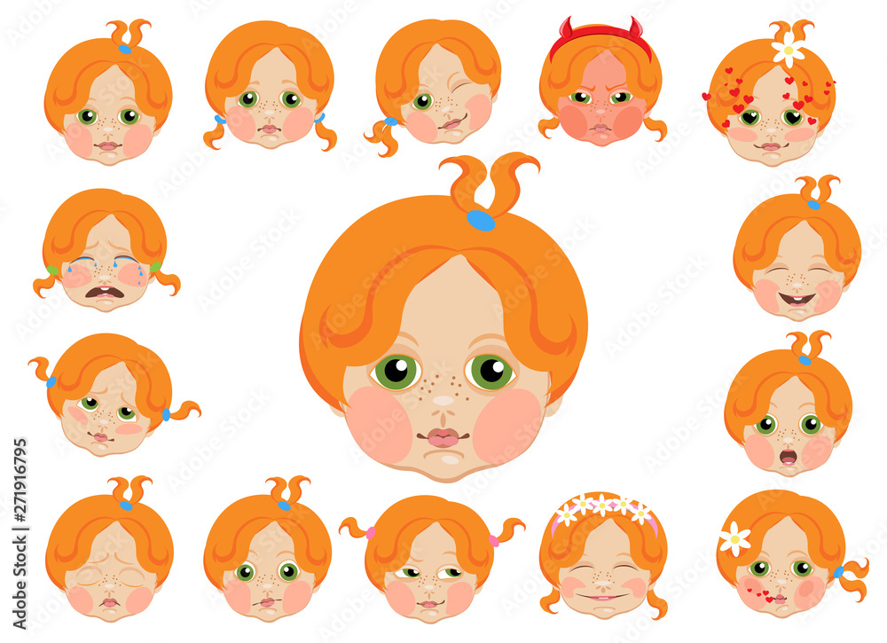 Cartoon drawing of a child's face with different emotions Cartoon drawing of a child's face with different emotions