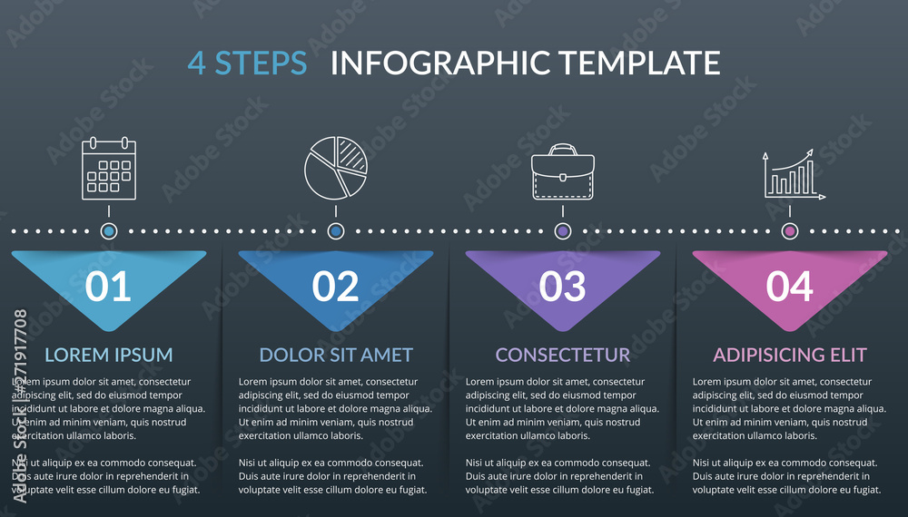 Fototapeta premium Infografika szablon z 4 krokami